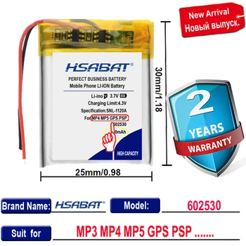 Новое поступление [HSABAT] 700 мАч 602530 Сменный Аккумулятор для MP4 MP5 GPS Оборудование для PSP Смарт-Часы Для Вождения Рекордер Изображение 2