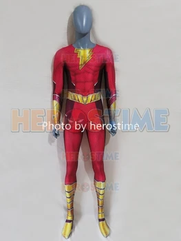 Новый костюм супергероя Shazam 2 для косплея, костюм Зентаи из спандекса для вечеринки в честь Хэллоуина, костюм для косплея, комбинезон Изображение 2