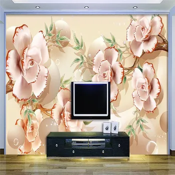 Обои beibehang Розовый персиковый Рельефный фон для фотографии Современная художественная роспись в Европе для гостиной Большая настенная панель с росписью Изображение 2
