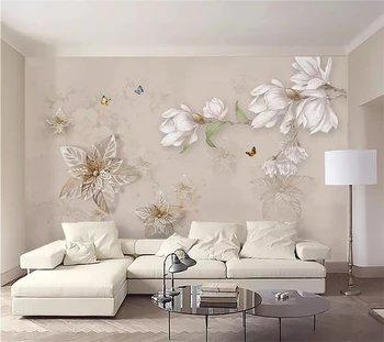 обои на заказ beibehang 3D современная ручная роспись маслом цветочный европейский фон для украшения стен живопись 3D обои Изображение 2