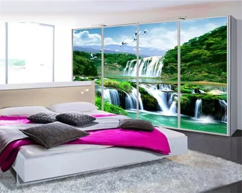 обои на заказ beibehang papel de parede 3d фреска китайский пейзаж водопад пейзажный фон обои для гостиной отеля Изображение 2