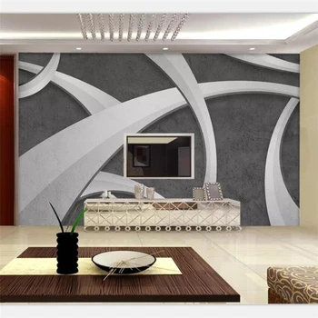 обои на заказ beibehang большие высококачественные ретро-обои ручной росписи с трехмерными абстрактными линиями на цементном фоне для украшения стен Изображение 2