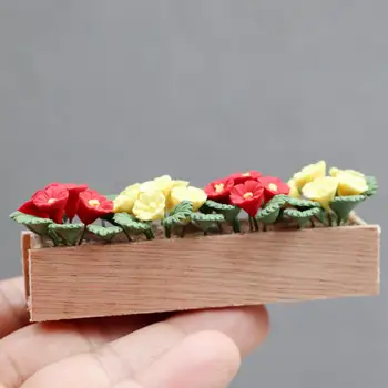 Оригинальный мини-кукольный домик 1: 12, украшение сада цветочным кустарником, Кукольный домик для растений в горшках, Компактный Декоративный Изображение 2