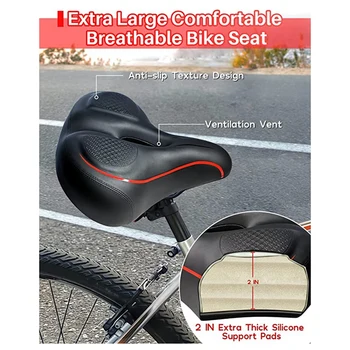Очень большое велосипедное седло, улучшенное комфортное спортивное или дорожное, а также электрическое велосипедное седло, запасные части для велосипедных сидений Изображение 2