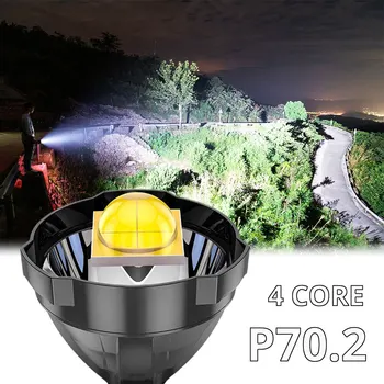 Перезаряжаемые светодиодные фонари высокой мощности, лампа для сверхдальнего освещения, прожектор XHP70, мощный фонарь, факелы Изображение 2