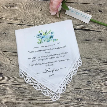 персонализированный свадебный платок с любым текстом, подарок матери невесты, изготовленный на заказ печатный свадебный ПЕЧАТНЫЙ подарок для мамы носовой платок Изображение 2