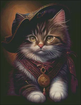Пиратский котенок - Наборы для вышивания крестиком - Сделай сам, Рукоделие, вышивка 14 карат, Наборы для вышивания крестиком Aida, Цвет Изображение 2