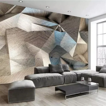 пользовательские 3D скандинавские современные простые геометрические квадратные обои для гостиной, фон для телевизора, настенная роспись, наклейка для домашнего декора Изображение 2