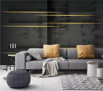 Пользовательские обои 3d скандинавская минималистичная индивидуальность абстрактная геометрическая золотая линия Обои ТВ фон стена отель парикмахерская фреска Изображение 2