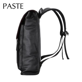 Простой мужской рюкзак из натуральной коровьей кожи, Бизнес-рюкзак для ноутбука с диагональю 15,6 дюйма, Школьная сумка для студентов Колледжа, Черный Изображение 2