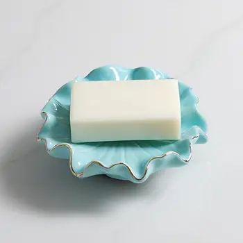 Прочная многоцветная компактная коробка для мыла в форме листа Лотоса, органайзер для столешницы, мыльница для ежедневного использования, мыльница для мыла Изображение 2
