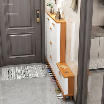 Скандинавские ультратонкие шкафы для обуви, экономящая пространство Домашняя стойка для обуви, креативный шкаф для веранды, шкаф для хранения мебели для гостиной Изображение 2