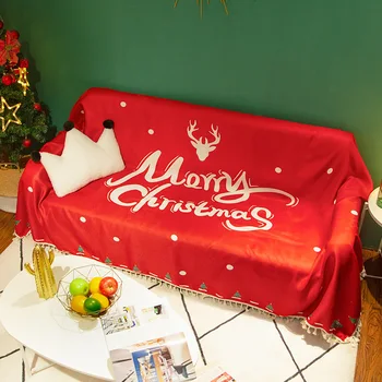Скандинавское рождественское украшение, одеяло, праздничное полотенце для дивана, диван для гостиной, пылезащитная ткань, покрывало, коврик для пикника с цифровой печатью Изображение 2