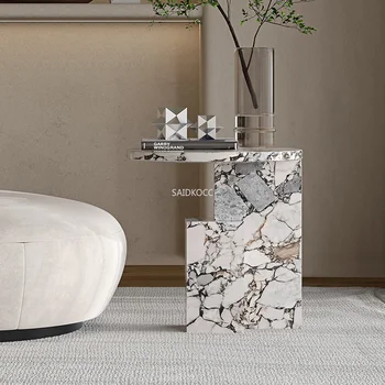 Современный дизайн Белая Натуральная Мебель для гостиной Из натурального Мрамора оптом Журнальный столик на заказ Изображение 2