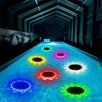 Солнечный Плавающий Подводный светильник RGB Sunflower LED Disco Light, Светящееся шоу, Бассейн, Гидромассажная ванна, Спа-лампа, Свет для ванны, Свет для бассейна Изображение 2