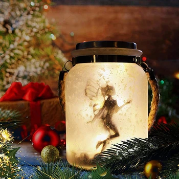 Солнечный фонарь Fairy Lights, 1ШТ Подвесной солнечный фонарь из белого матового стекла Mason Jar, Солнечные фонари, водонепроницаемая солнечная настольная лампа Изображение 2