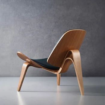 Стул в скандинавском стиле, стул с улыбающейся раковиной, простой диван, кресло для отдыха, Фанерная ткань, мебель для гостиной Silla Comedor Изображение 2