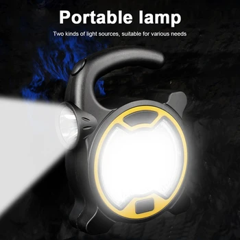Фонарь для кемпинга COB, светодиодный фонарь для кемпинга, многофункциональный инструмент, 2 режима освещения, уличная лампа для палатки, мини-фонарик для рыбалки, пеших прогулок. Изображение 2