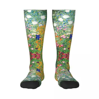 Цветочный сад Густава Климта, женские носки-трубочки до колена, теплые модные чулки с рисунком Изображение 2