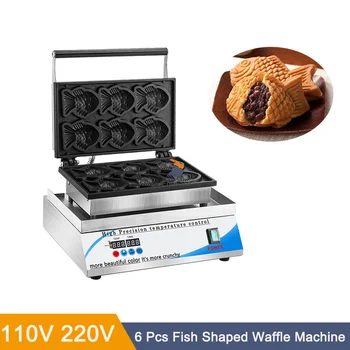 Цифровая панель для приготовления вафель из рыбы и красной фасоли с антипригарным покрытием, 6 шт, машина Taiyaki, машина для приготовления вафель в форме рыбы, машина для приготовления рыбного торта Изображение 2