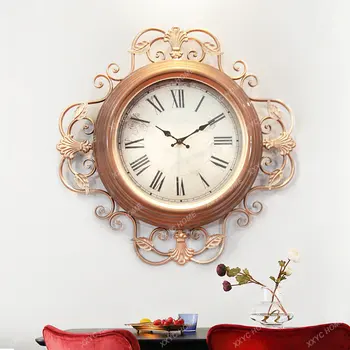 Часы для домашнего декора в стиле ретро, часы для гостиной, Подвесной светильник, роскошные настенные часы, высококачественные декоративные часы без звука Изображение 2